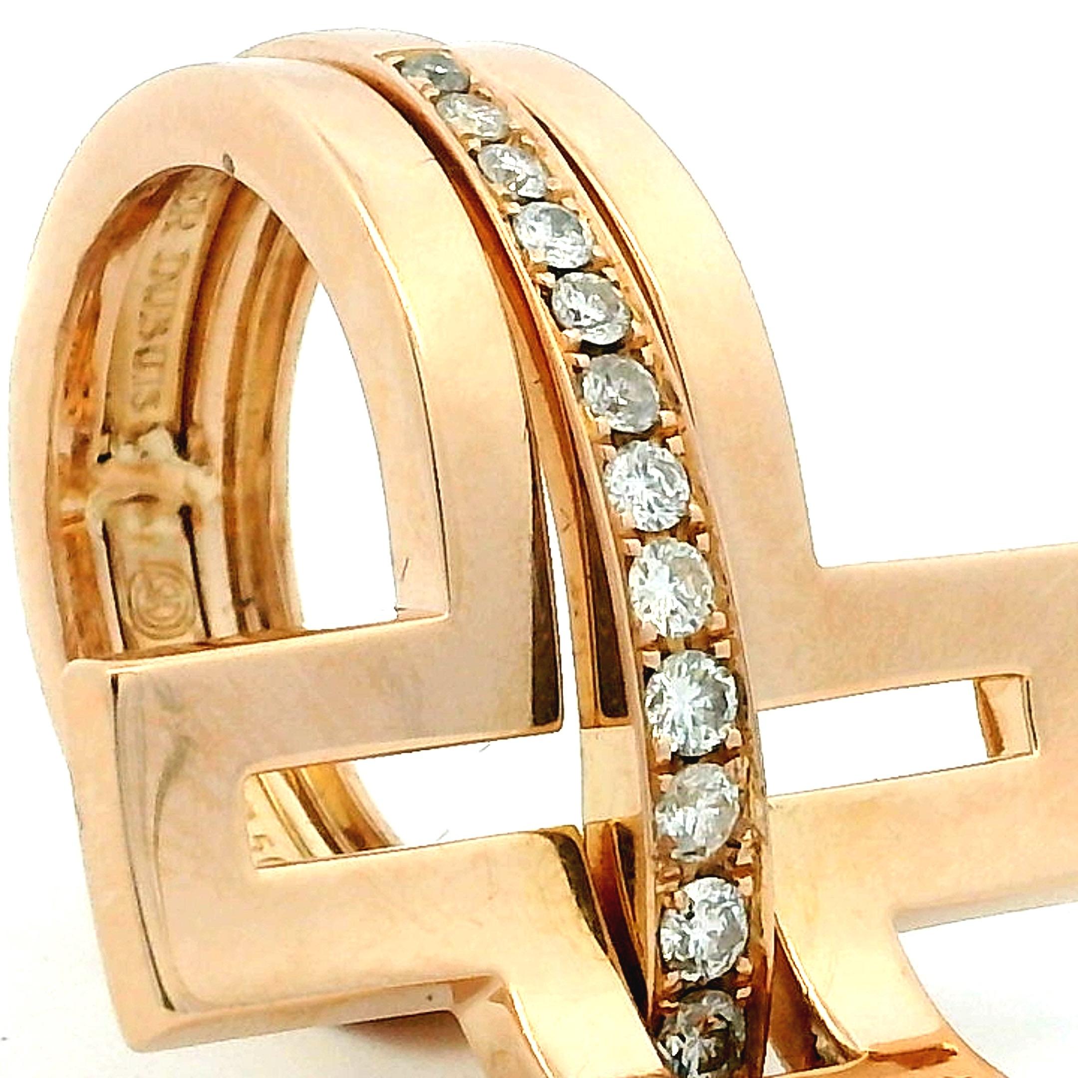 Modernista Anello a fascia con diamanti architettonici in oro rosa 18K di Roger Dubuis, 0,85 carati, misura 7,5 in vendita