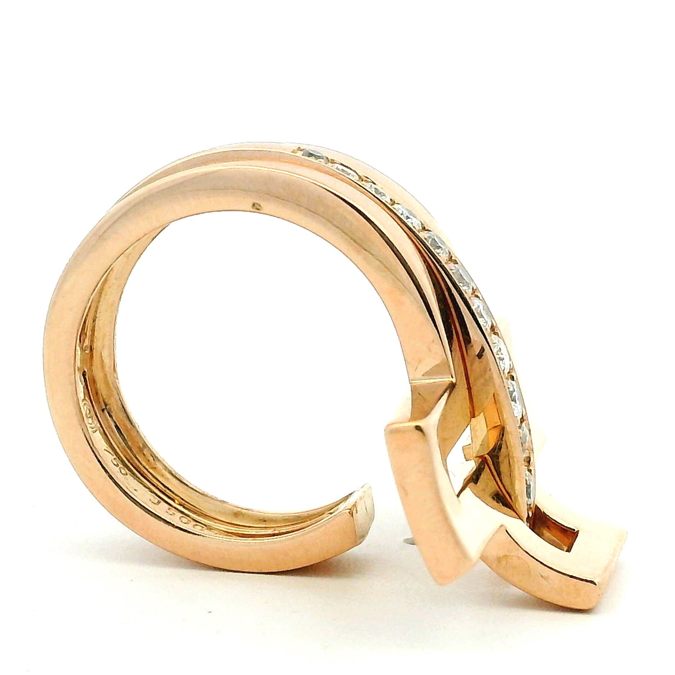 da uomo o donna Anello a fascia con diamanti architettonici in oro rosa 18K di Roger Dubuis, 0,85 carati, misura 7,5 in vendita