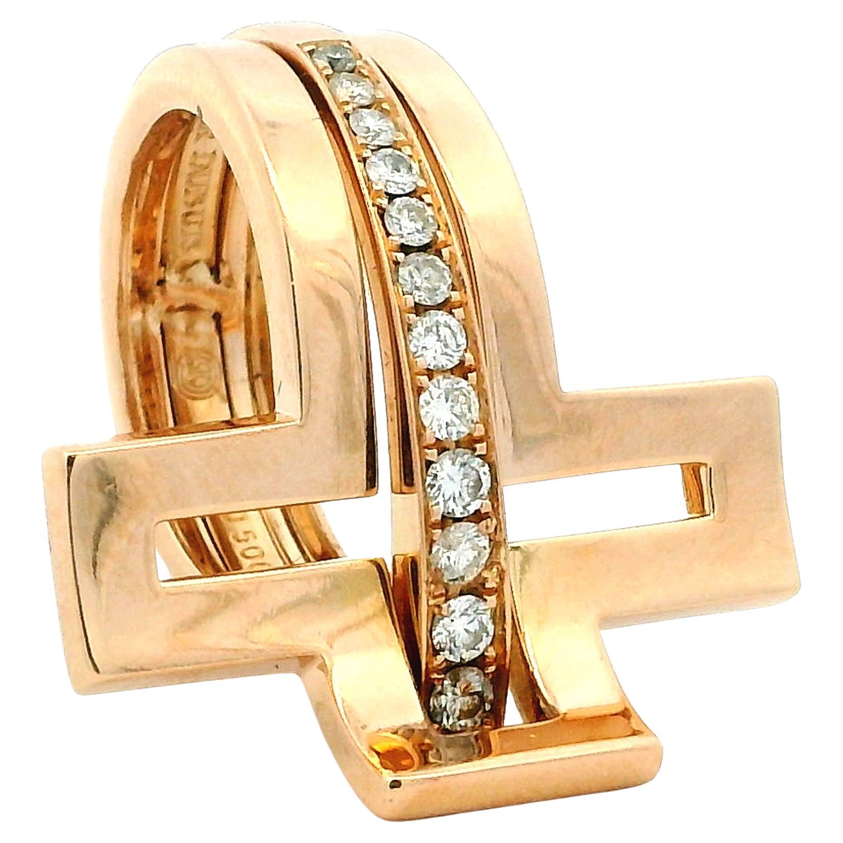 Anello a fascia con diamanti architettonici in oro rosa 18K di Roger Dubuis, 0,85 carati, misura 7,5 in vendita