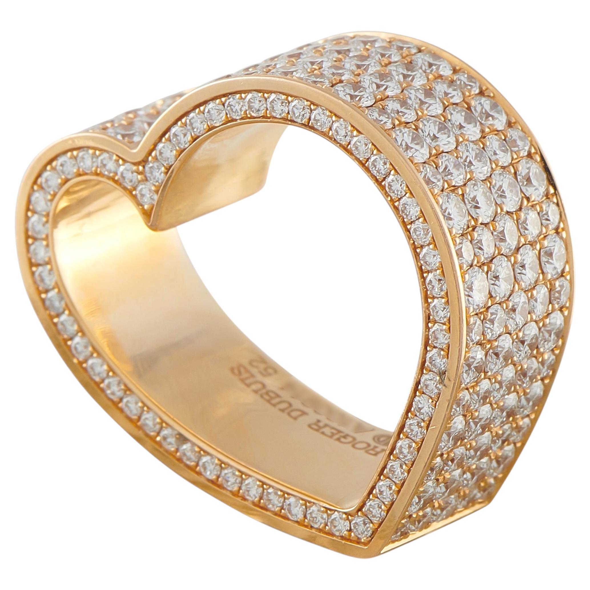 Roger Dubuis 18K Yellow Gold 5.67ct Diamond Heart Ring RD14-040826 For Sale