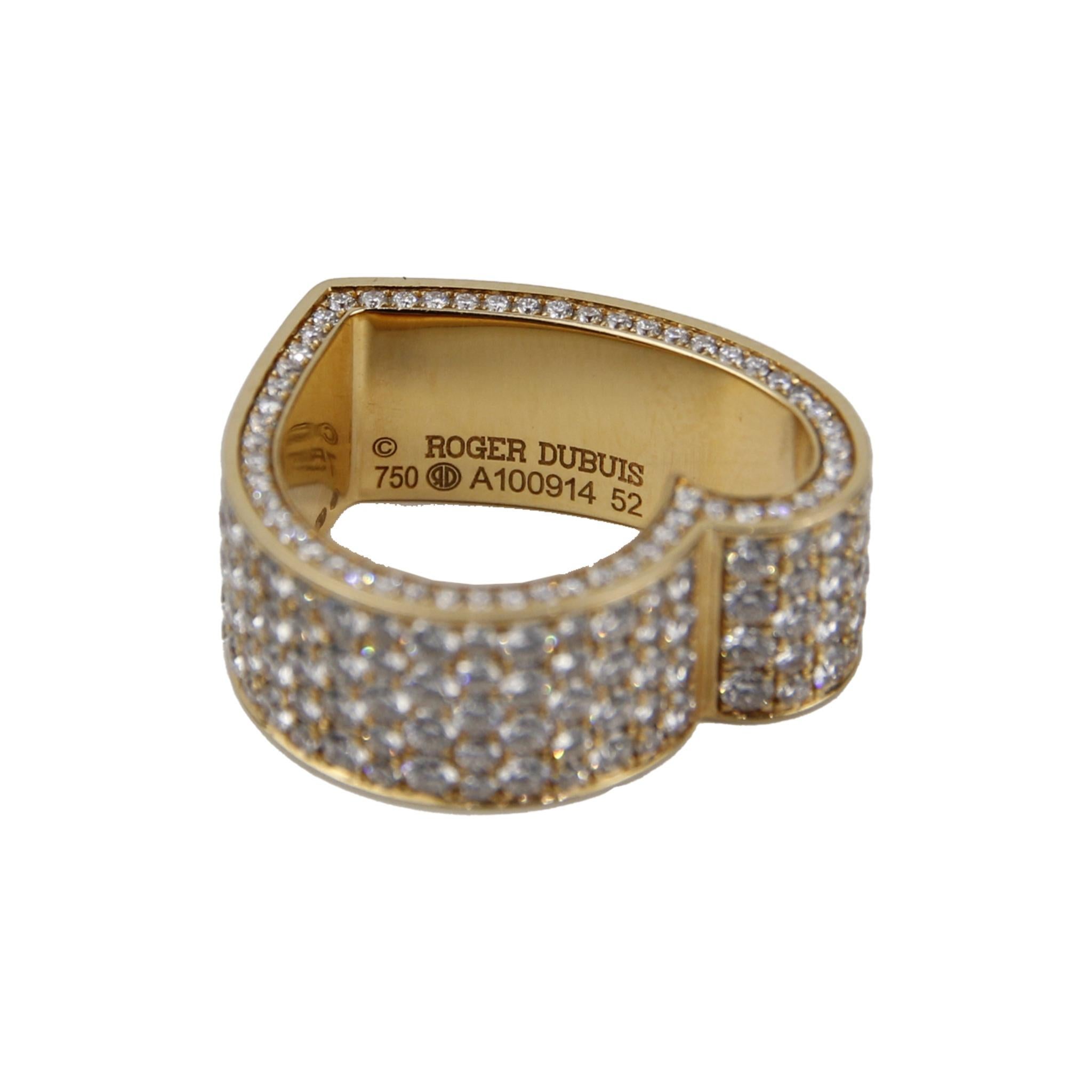 Moderne Roger Dubuis, bague cœur en or jaune 18 carats avec diamants de 5,67 carats en vente