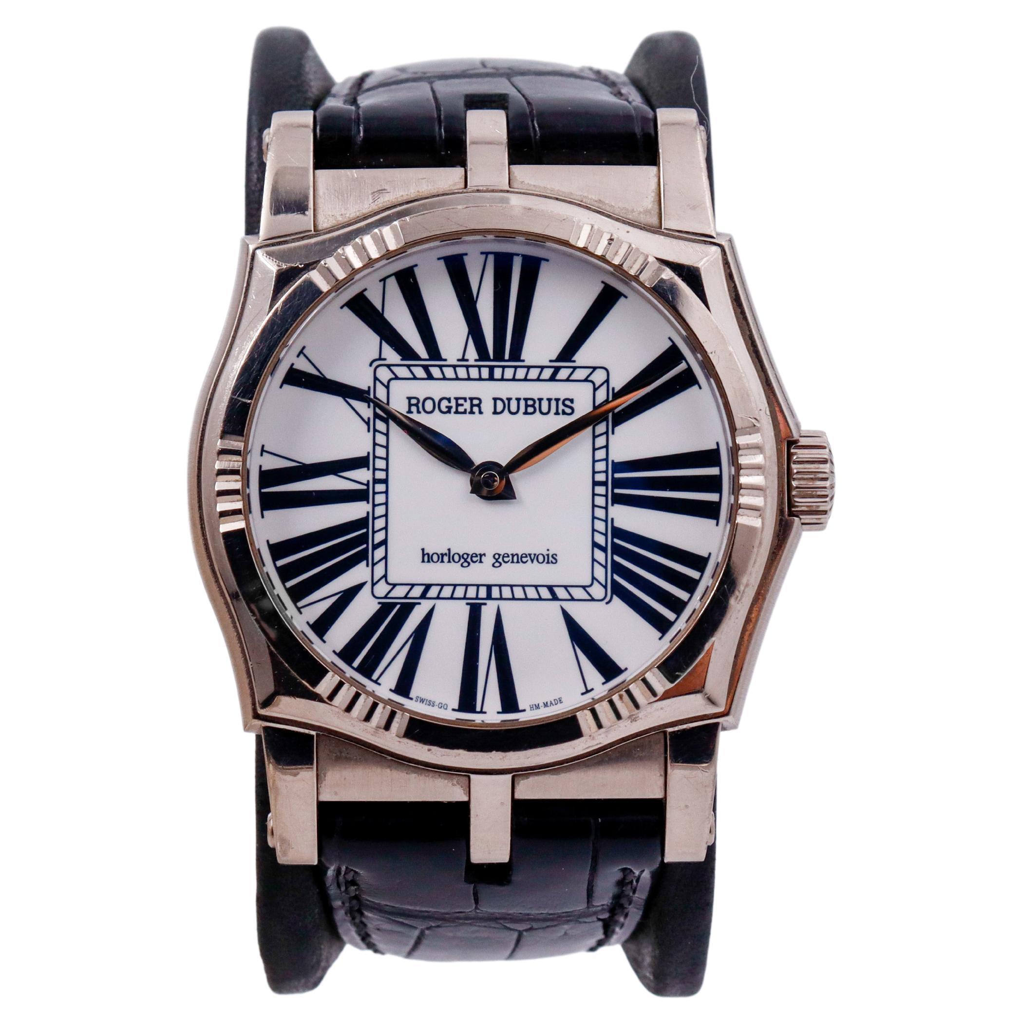 Women's or Men's Roger Dubuis 18 Karat White Gold Sympathie in New Condition with Box and Papers