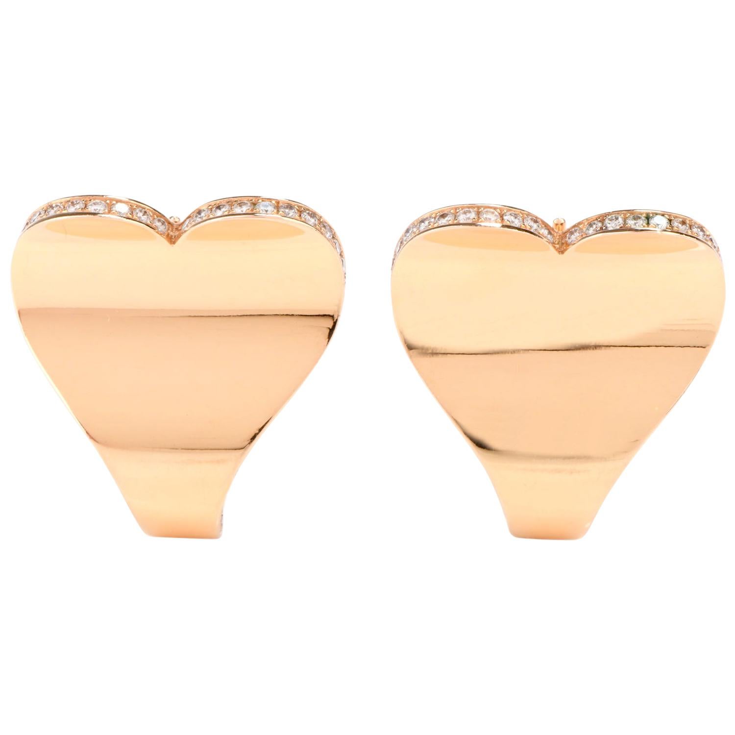 Roger Dubuis Diamond 18 Karat Heart Clip-On Earrings