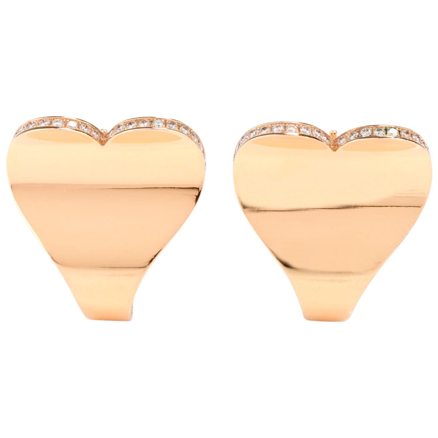 Roger Dubuis Diamond 18 Karat Heart Clip-On Earrings