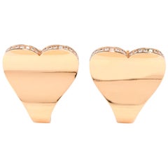 Roger Dubuis Clips d'oreilles en forme de cœur en or 18 carats et diamants