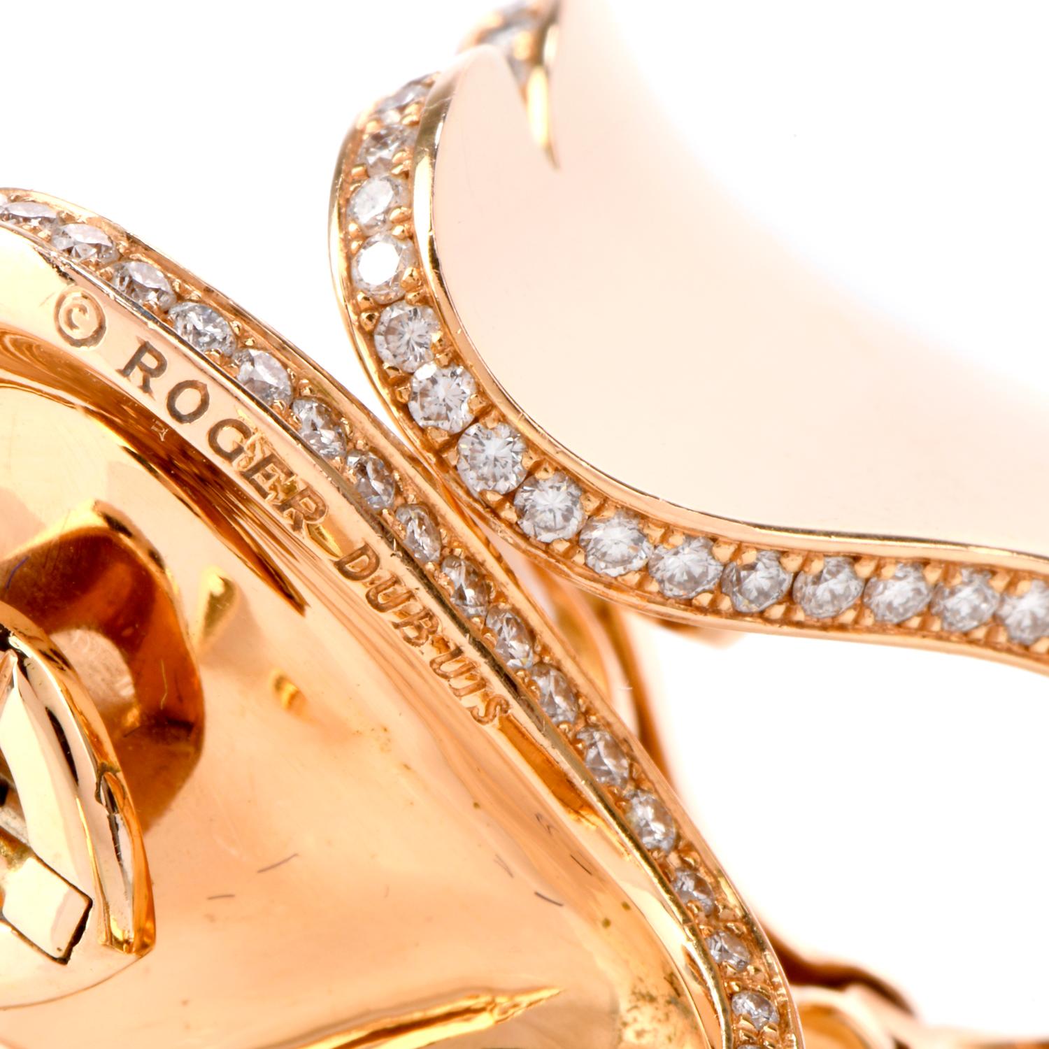 Roger Dubuis Clips d'oreilles en forme de cœur en or 18 carats et diamants Excellent état - En vente à Miami, FL