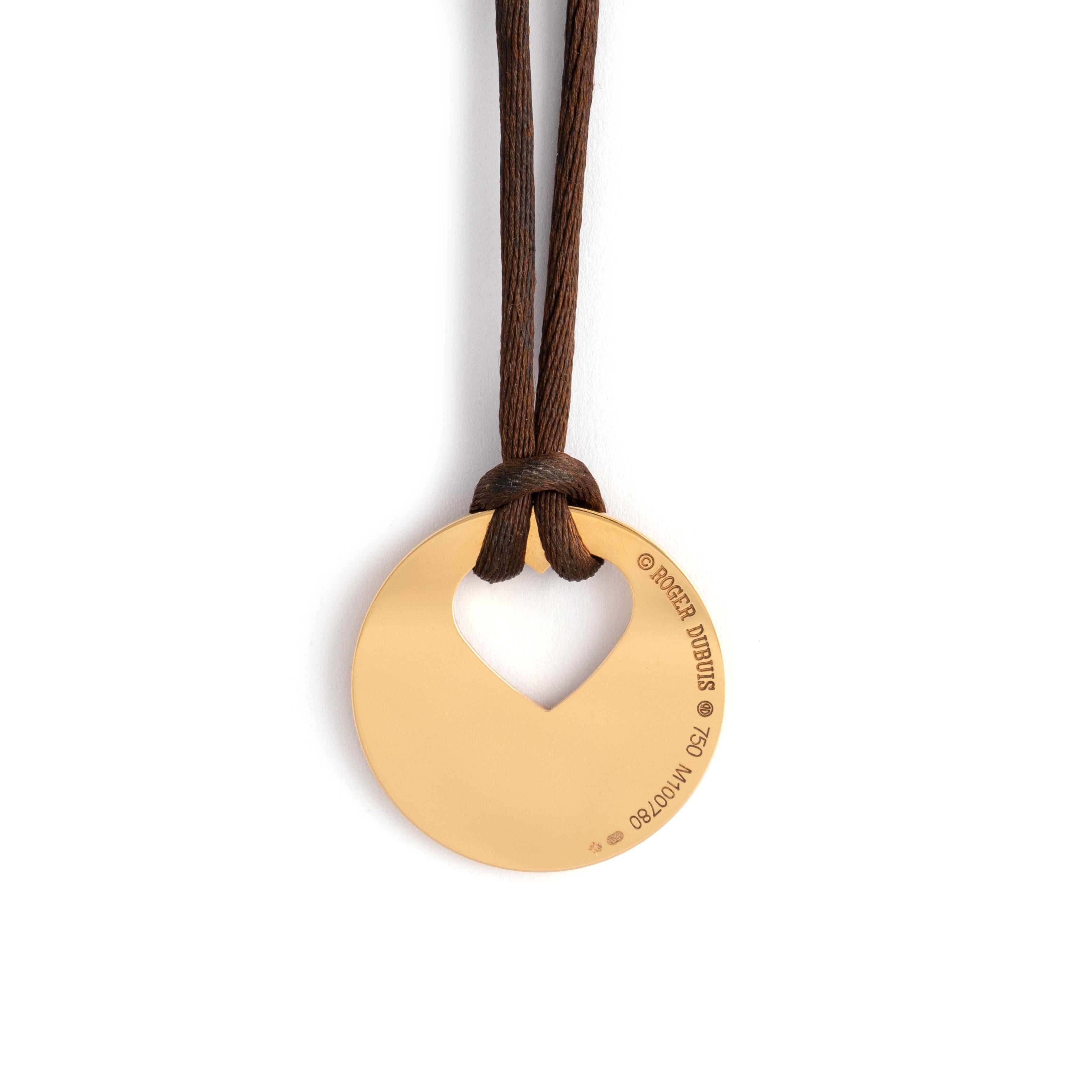 Round Cut Roger Dubuis Diamond Gold 18K Pendant Necklace For Sale