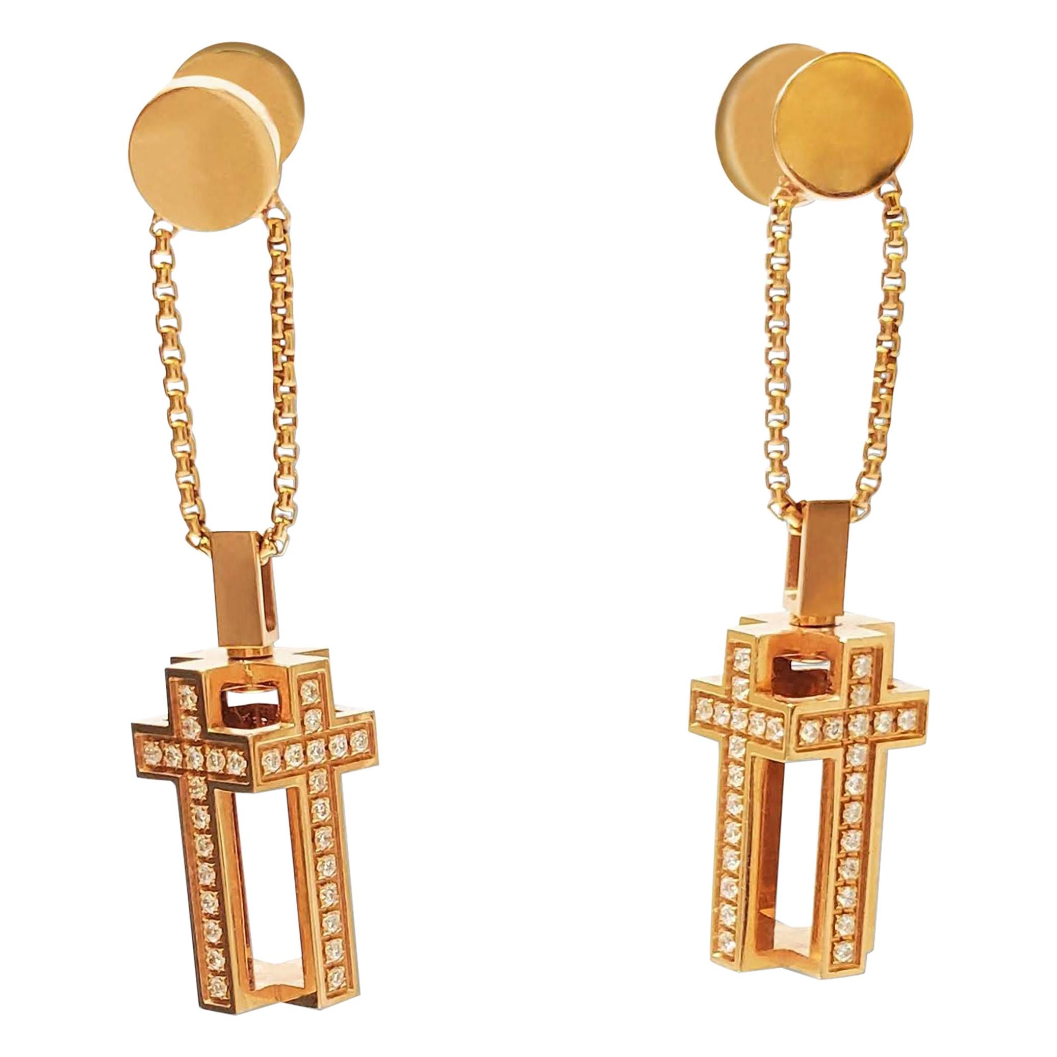 Roger Dubuis 'Follow Me' Gold and Diamond Earrings