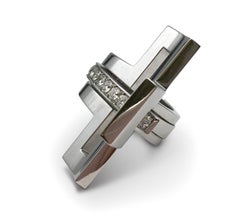 Roger Dubuis "Follow Me" White Gold Wave Cross Ring