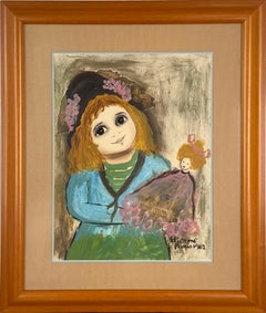 "Petite fille avec sa poupée" Parisian Girl with Her Doll Figurative 1962