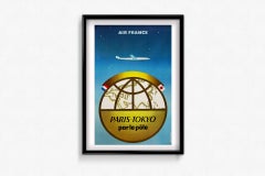 1958 original poster by Roger Excoffon for Air France: Paris-Tokyo par le Pôle