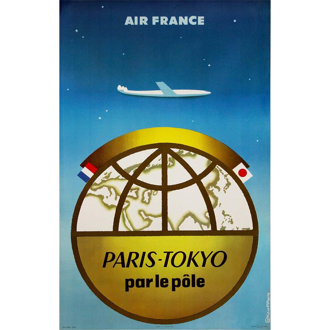 Manifesto originale del 1958 di Roger Excoffon per Air France: Parigi-Tokyo par le Pôle