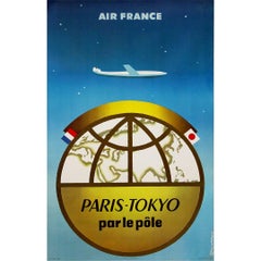 Cartel original de 1958 de Roger Excoffon para Air France: París-Tokio par le Pôle