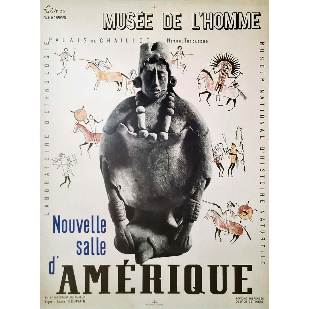Falck's 1939 original poster for the Musée de l'Homme at the Palais de Chaillot - Print by Roger Falck