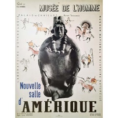 Vintage Falck's 1939 original poster for the Musée de l'Homme at the Palais de Chaillot