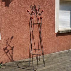 Roger Feraud, Clef De Sol Iron Hat & Coat Stand in Original Black with Red Balls