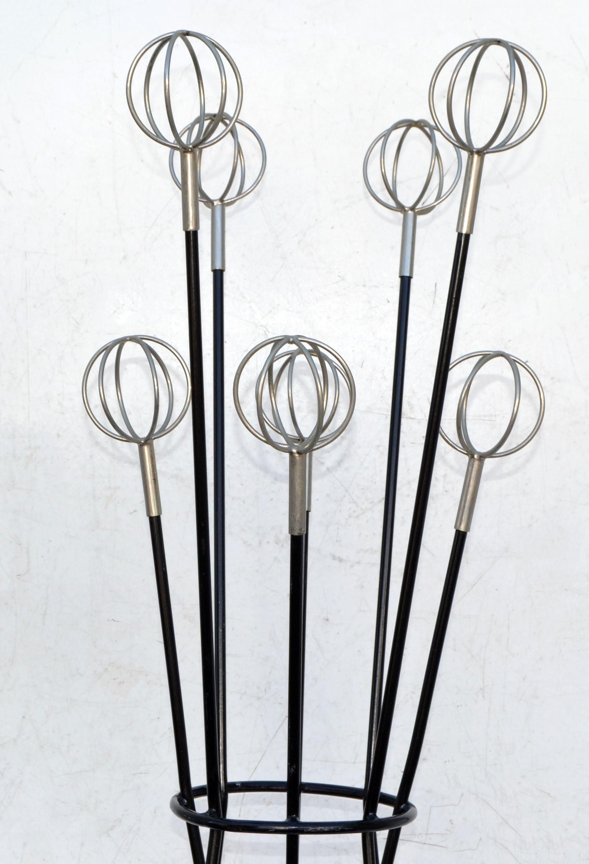 20th Century Roger Feraud French Mid-Century Modern Iron & Nickel Coat Hat Rack Space Age For Sale