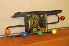 Roger Feraud French Wall Mounted Hat Rack with Mirror and Shelf