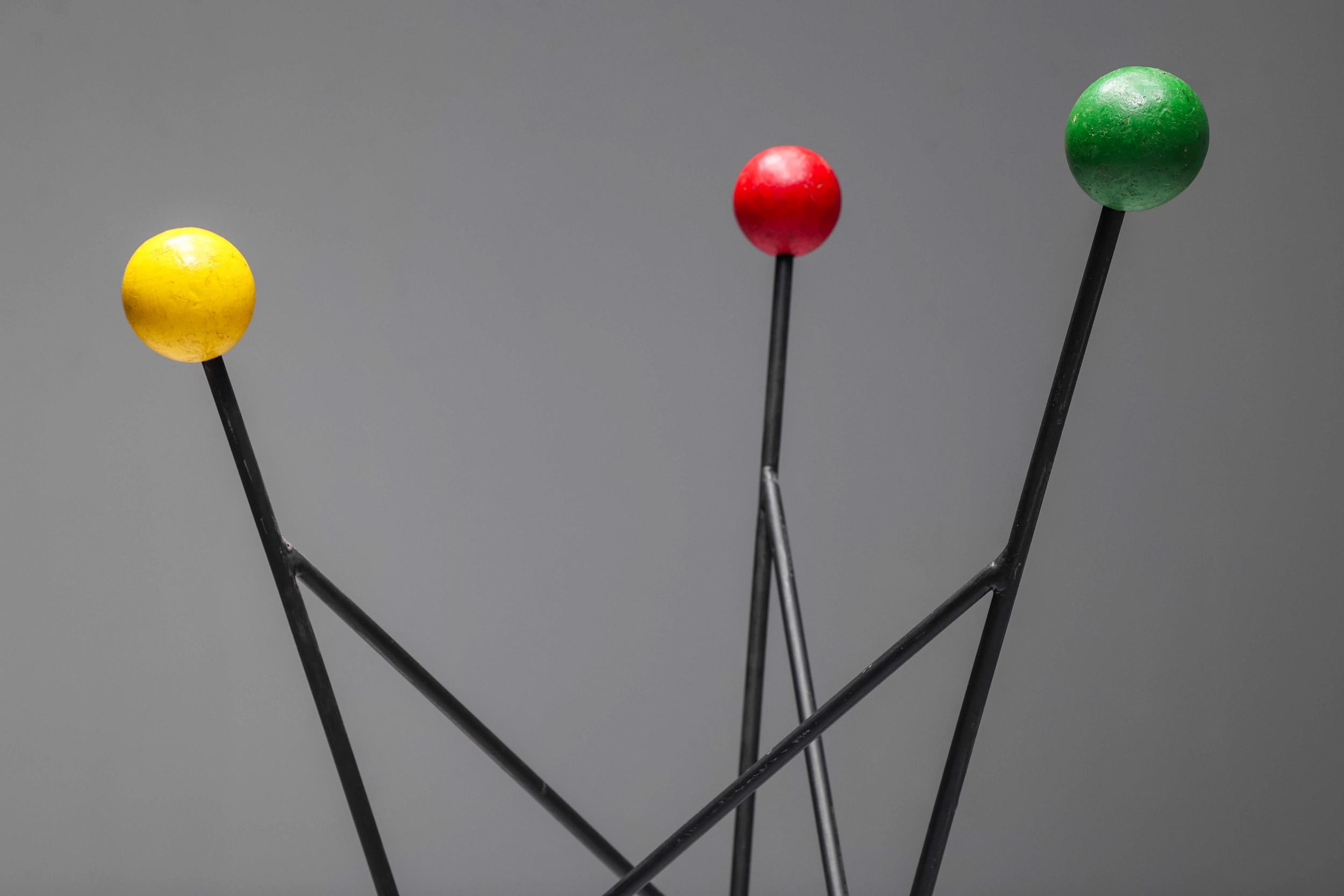 Roger Feraud Multicolored Coat Hanger Rack Stand, Mid-century, French, 1950's In Excellent Condition In Antwerp, BE