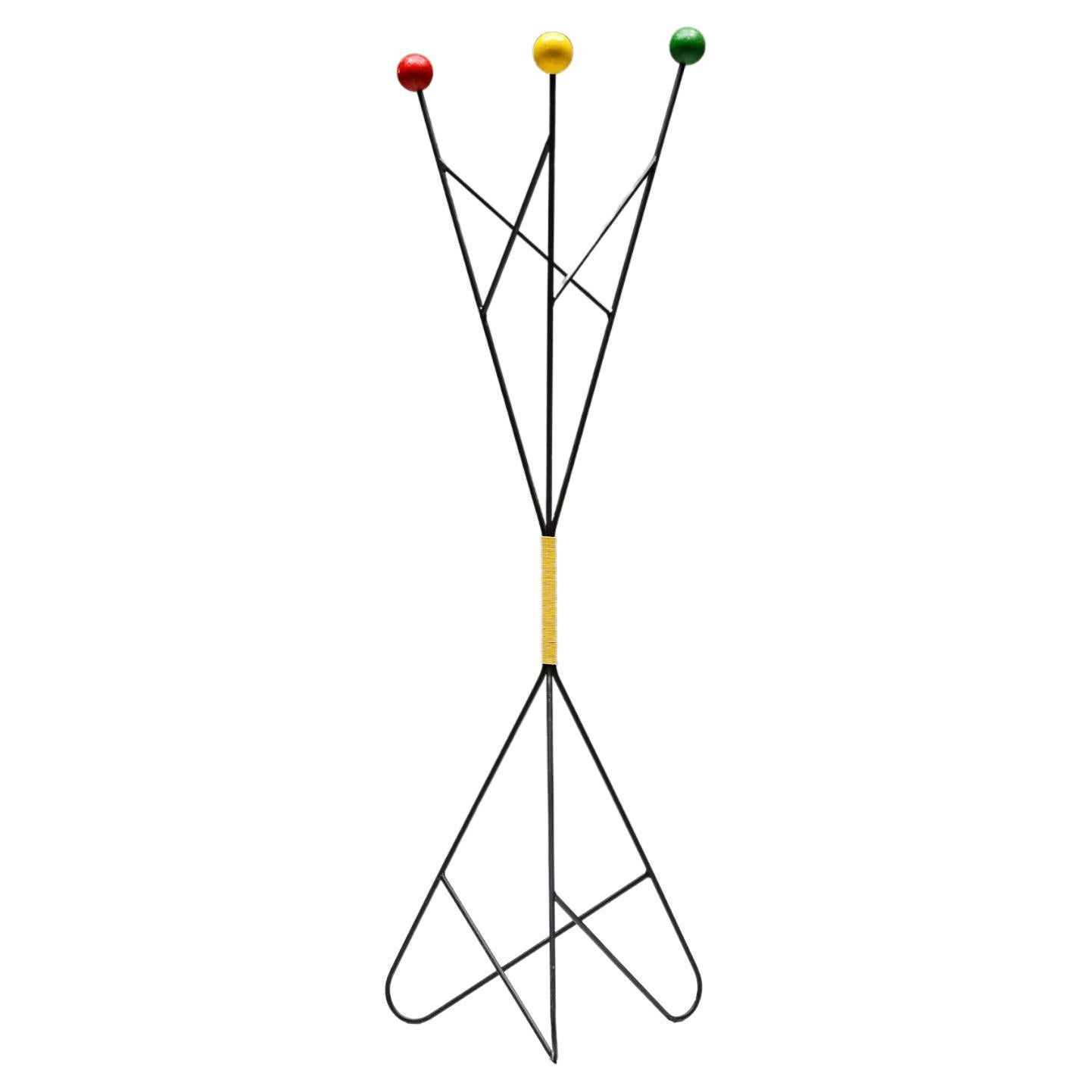 Roger Feraud Multicolored Coat Hanger Rack Stand, Mid-century, French,  1950's For Sale at 1stDibs