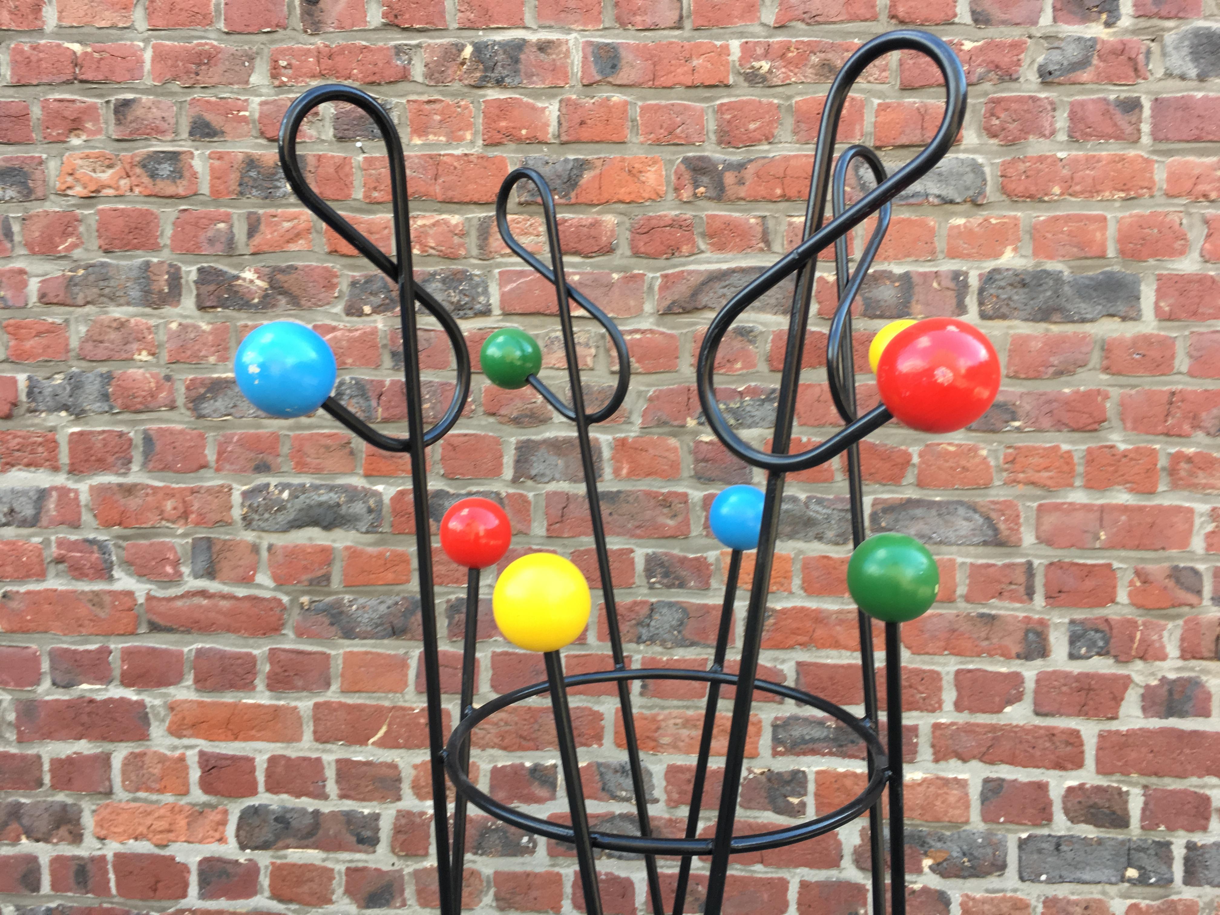 Mid-Century Modern Roger Ferraud 'Cle de Sol' Coat Stand / France, circa 1950-1960 For Sale