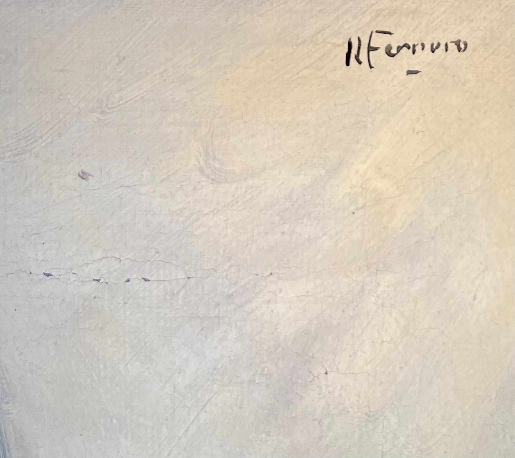 Retrato desnudo de Roger Ferrero - Óleo sobre lienzo - 56x42 cm en venta 1
