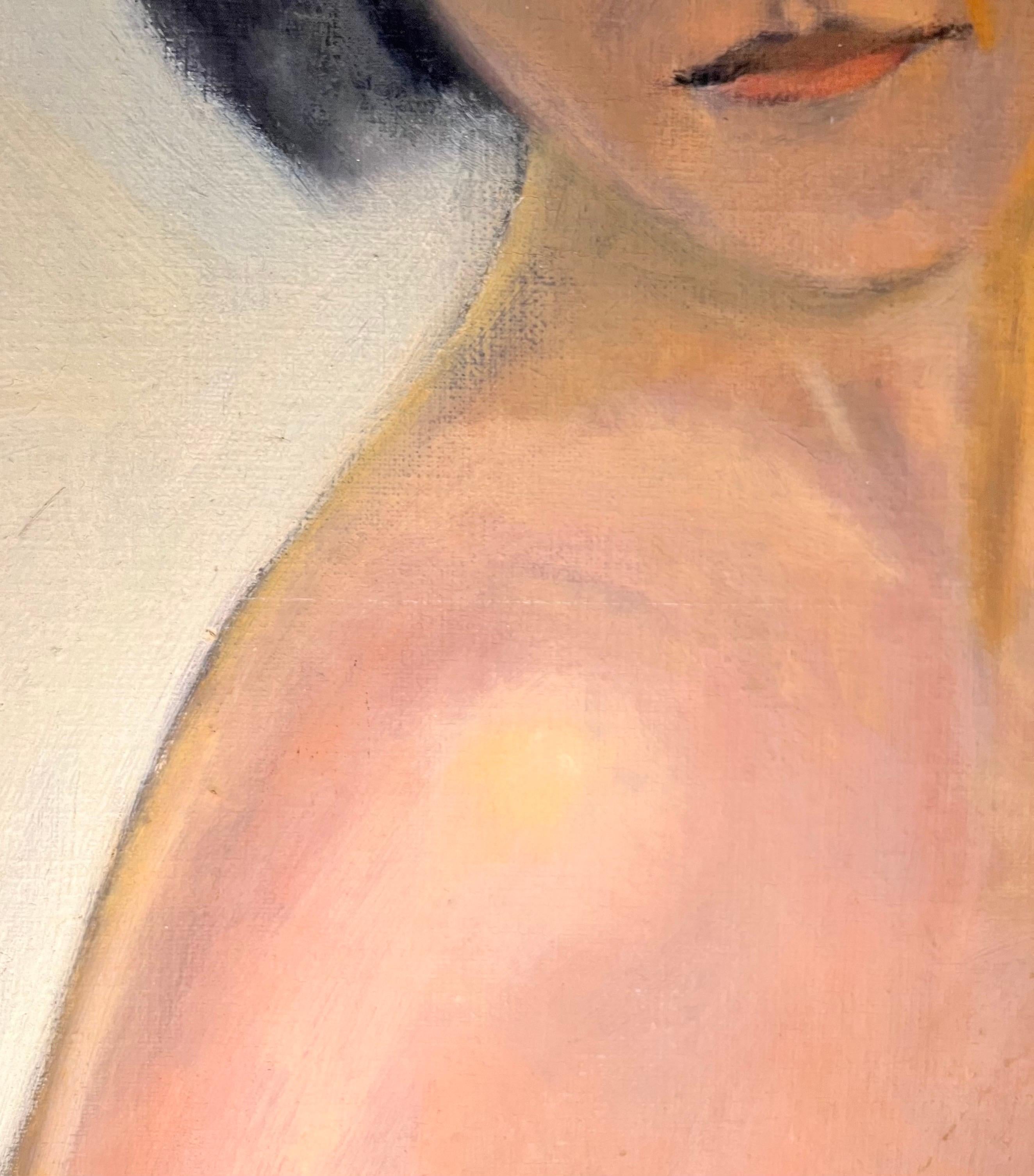 Retrato desnudo de Roger Ferrero - Óleo sobre lienzo - 56x42 cm en venta 3