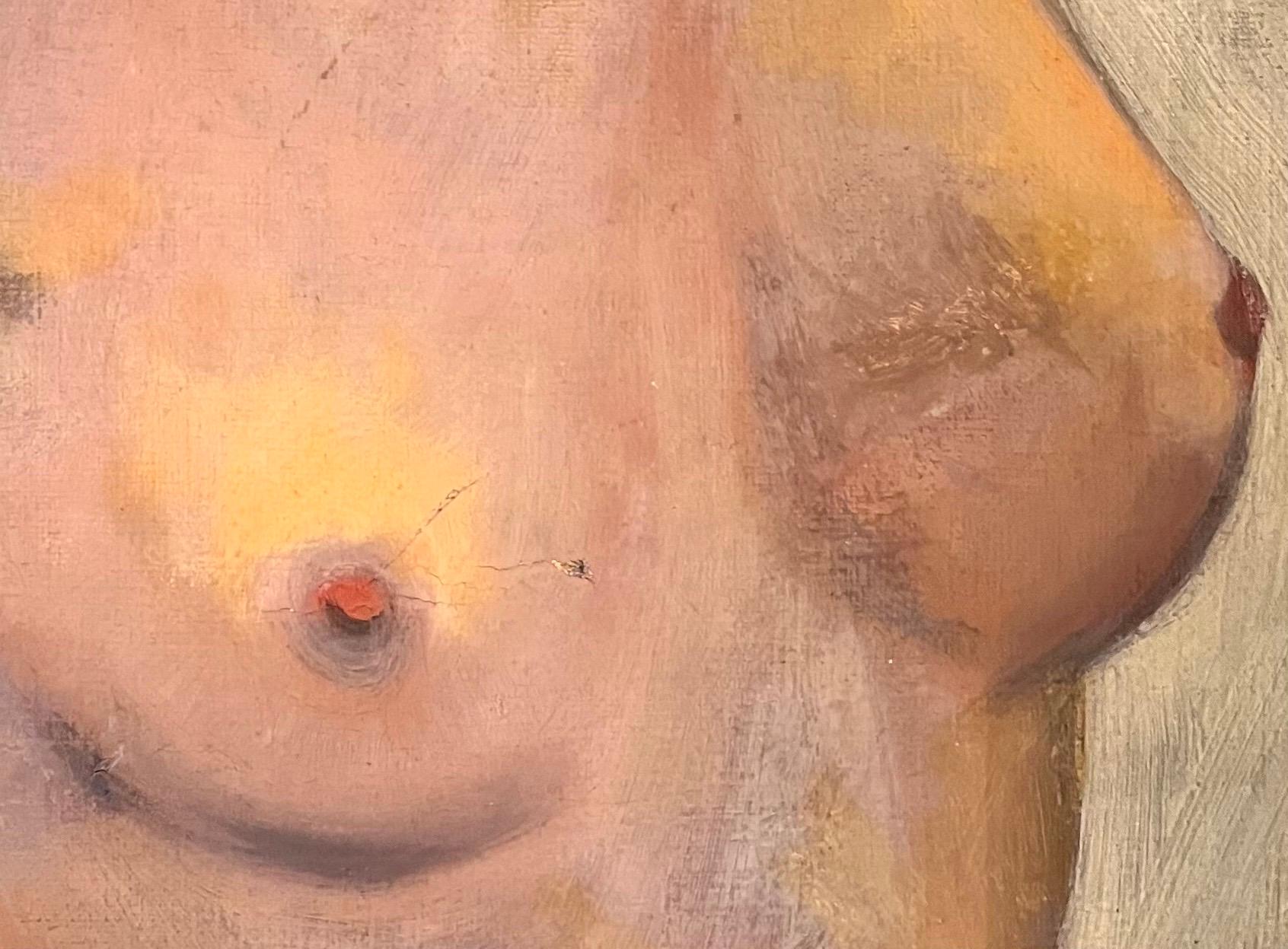Retrato desnudo de Roger Ferrero - Óleo sobre lienzo - 56x42 cm en venta 4