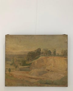 Paysage de carrière, peinture à l'huile sur toile, milieu du XXe siècle