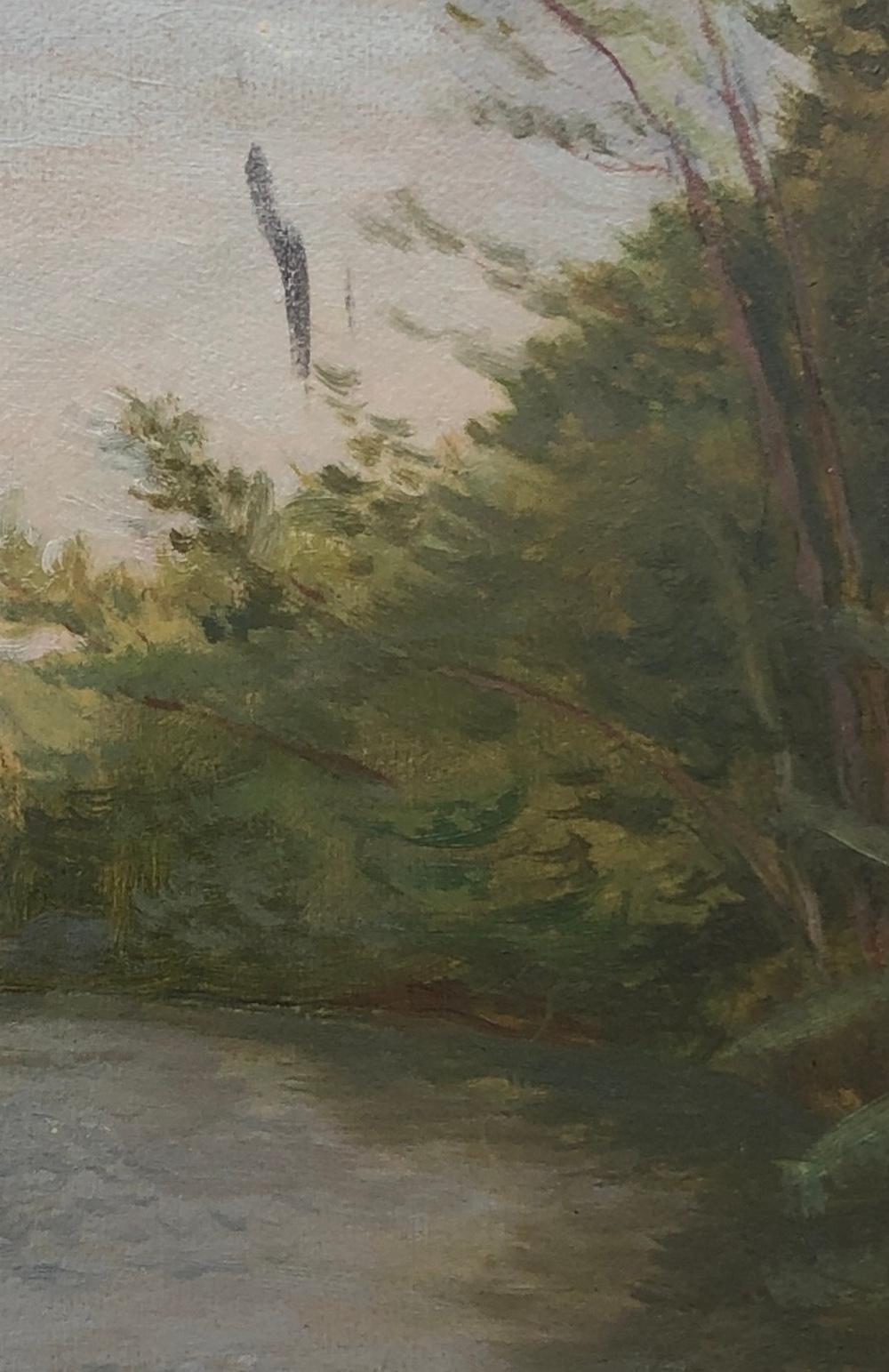 Landscape painted on the back of the work

Work on cardboard
Golden wooden frame
38.5 x 45.5 x 2 cm