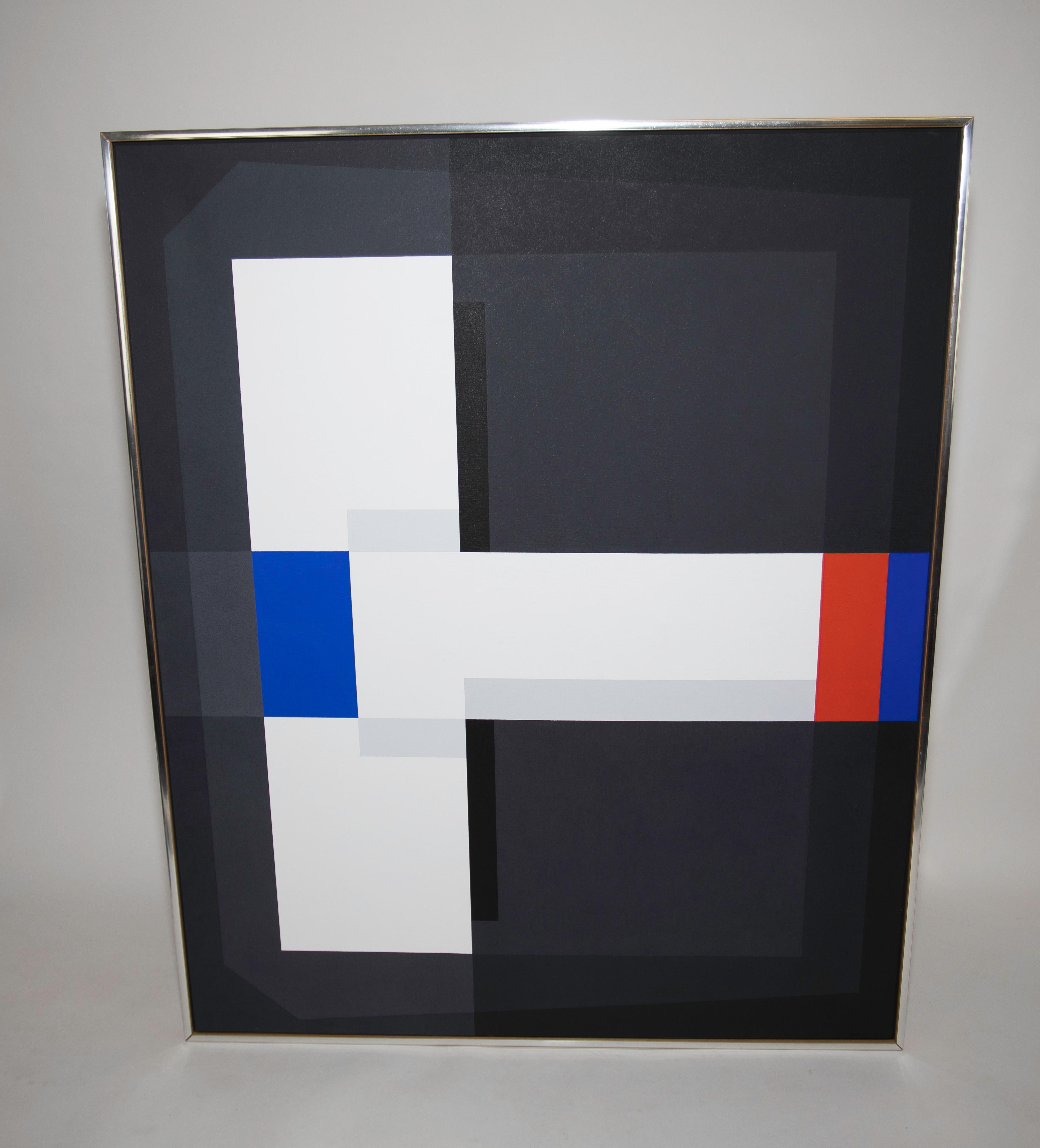 Roger-Francois thepot acrylic on canvas.
Signed and dated
A fine example of the artists' Geometric Abstraction.