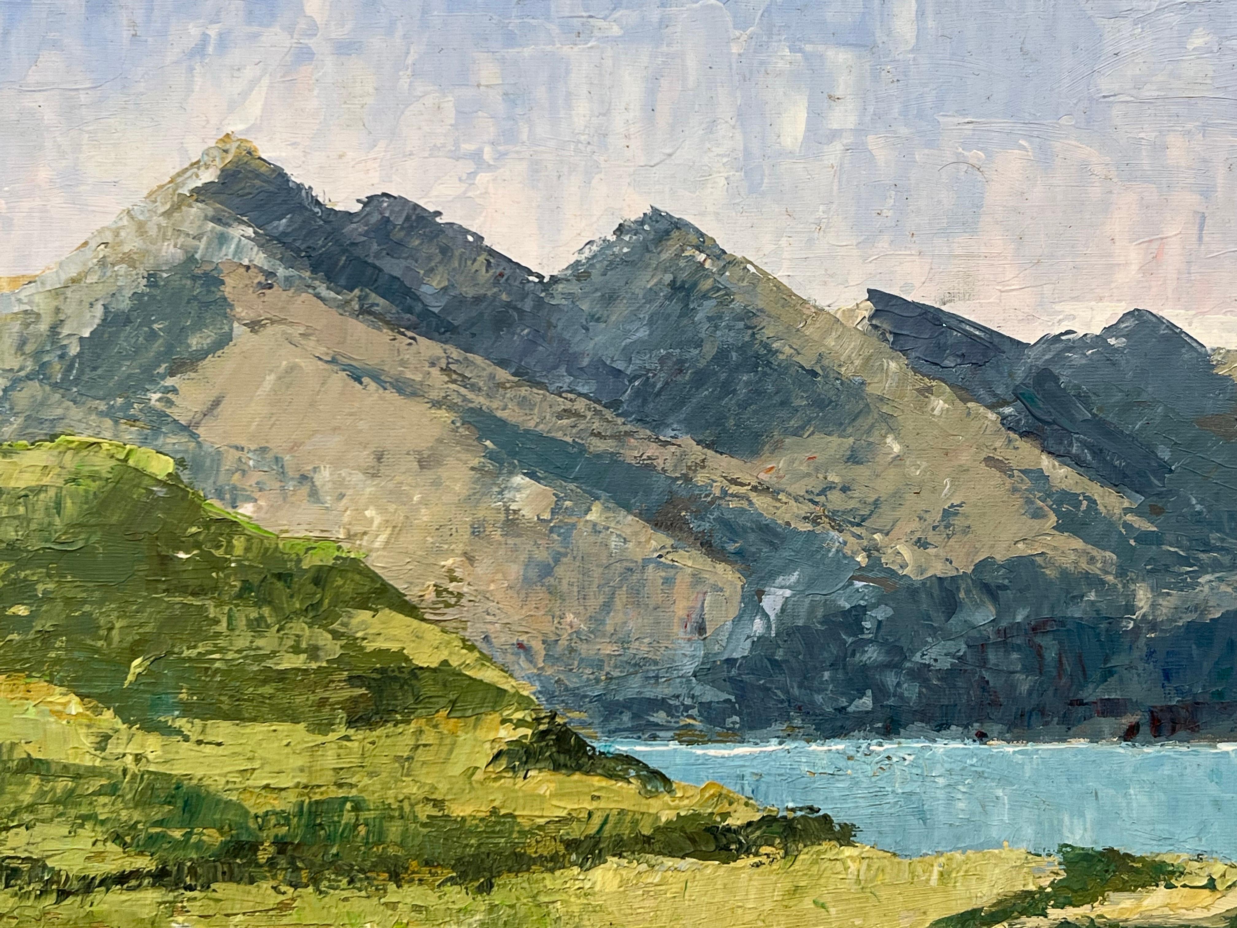 Peinture à l'huile ancienne des collines de Cullin sur l'île de Skye, dans les Highlands écossais en vente 8