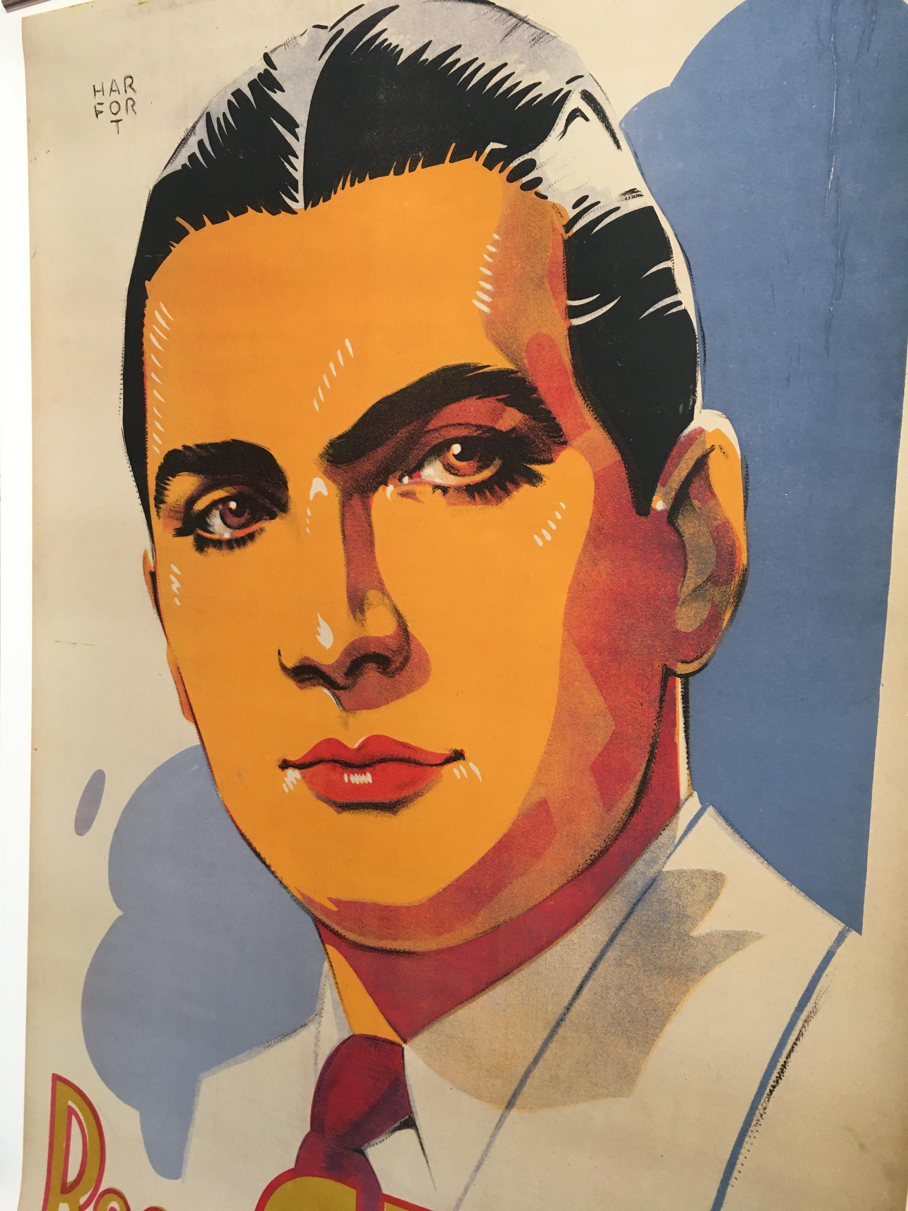 Art Deco Roger Gerle, Original Vintage French Poster by Hartford, 1940 For Sale