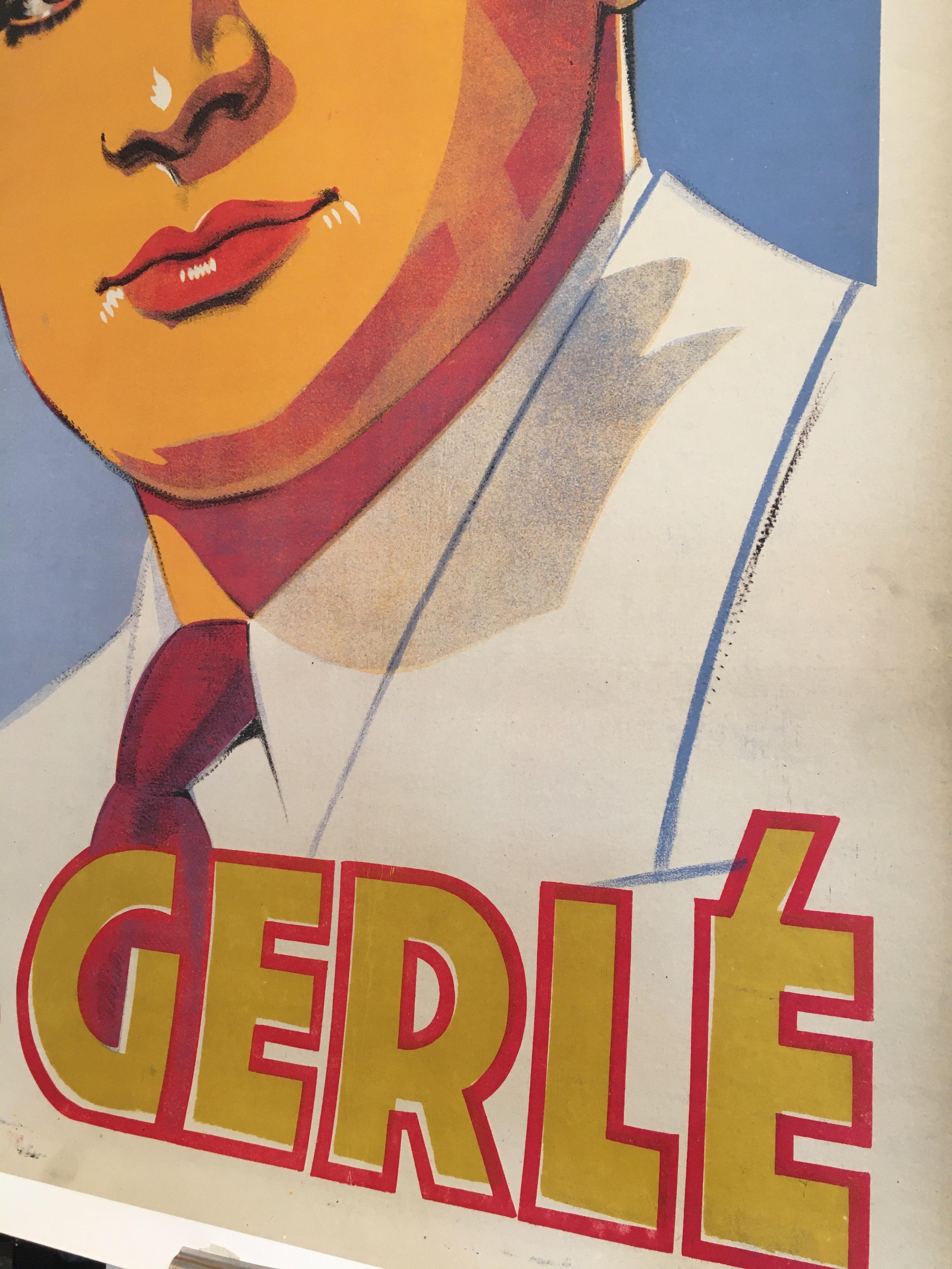 Early 20th Century Roger Gerle, Original Vintage French Poster by Hartford, 1940 For Sale