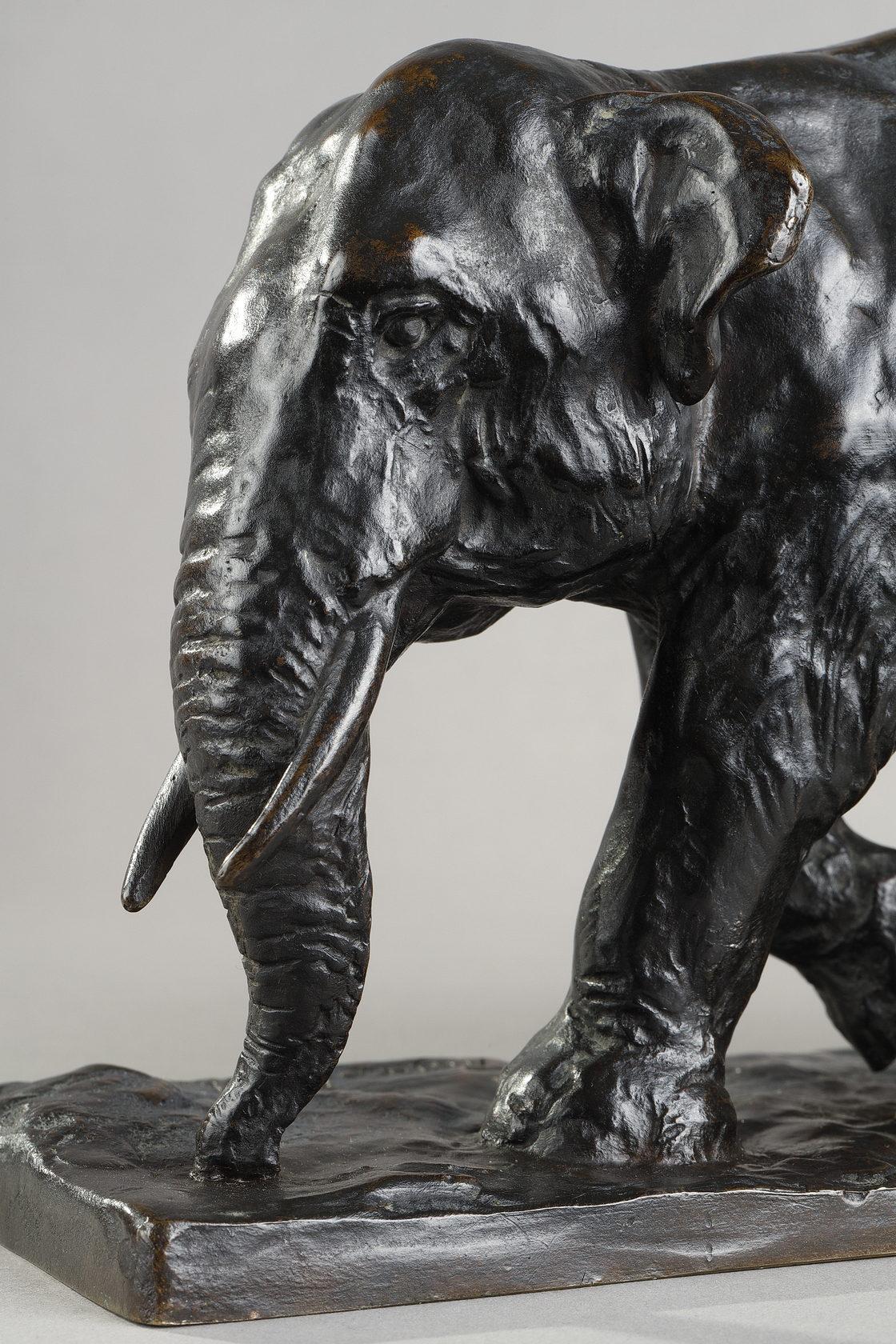 Elephant trotting - French School Sculpture by Roger Godchaux