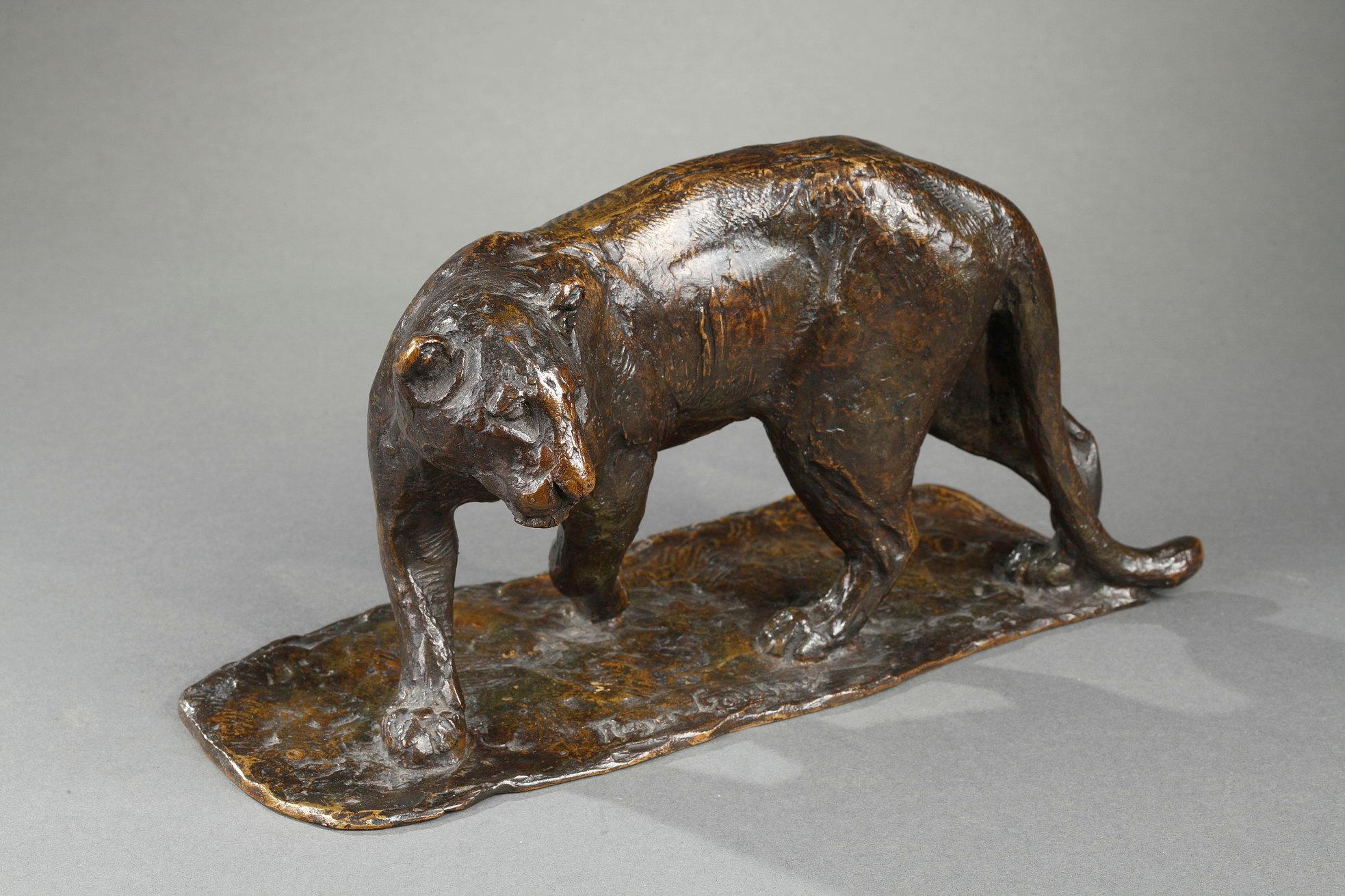 Lioness Turning - French School Sculpture by Roger Godchaux