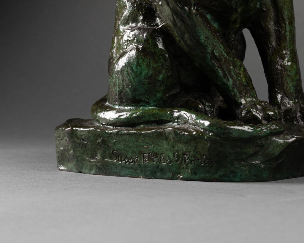 Mid-20th Century Roger Godchaux, Lionne Aux Aguets, Bronze, Fonte Susse, Vers 1930