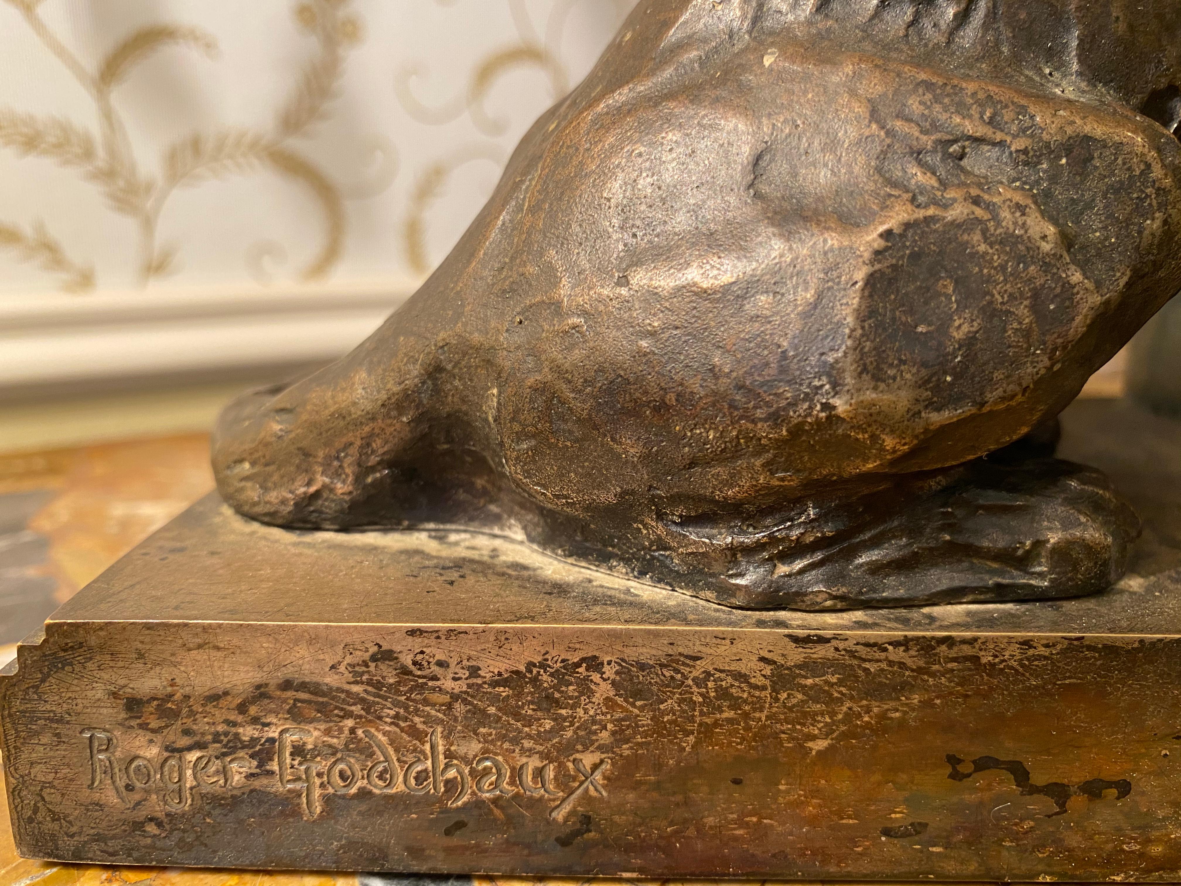 Roger Godchaux & Susse Frères, Pair of Silvered Bronze Bookends 