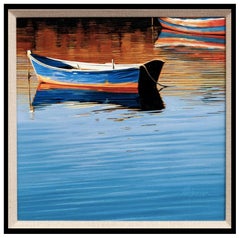 ROGER HAYDEN JOHNSON Original OIL PAINTING On CANVAS Signed Seascape Art FRAMED