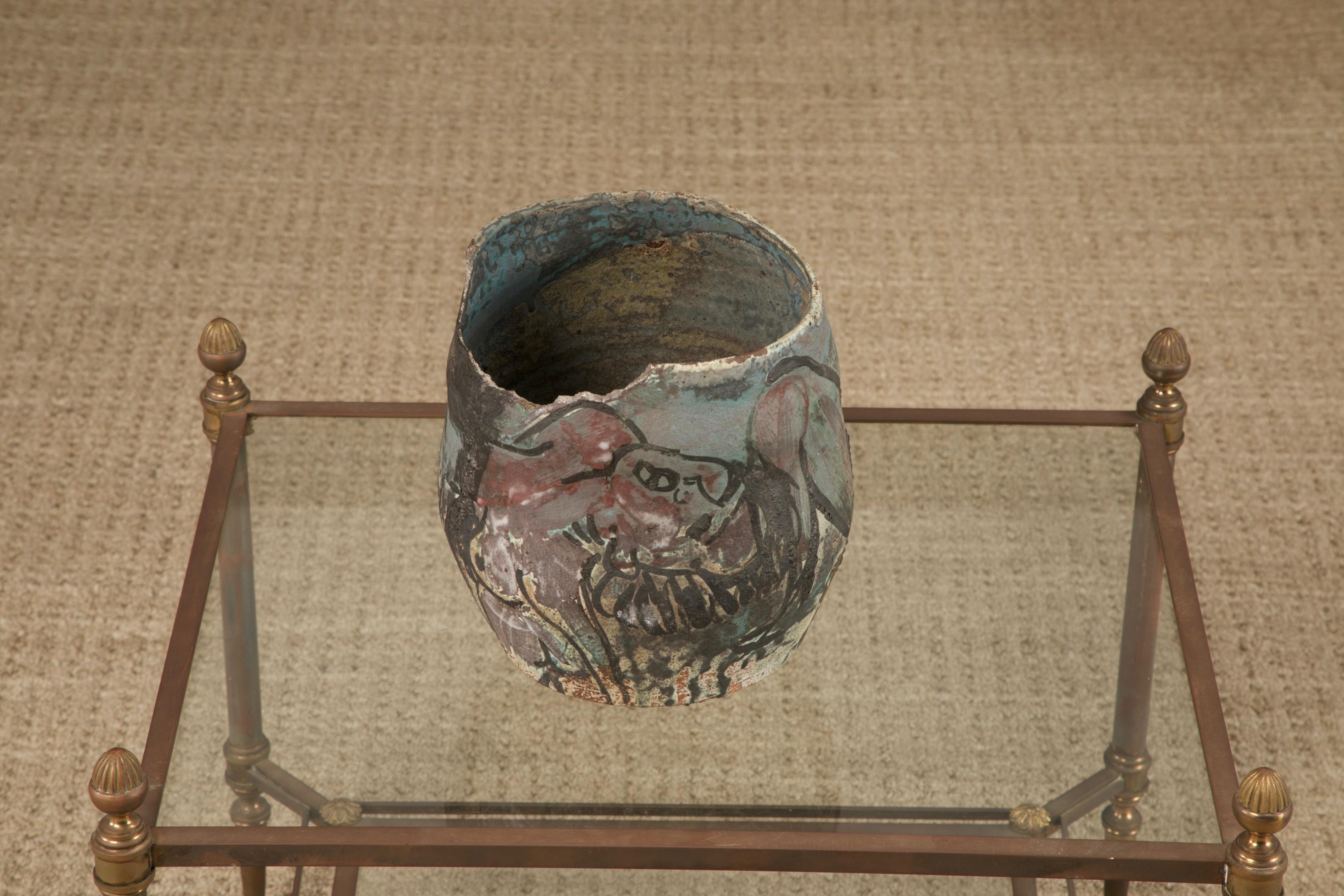 Roger Herman Vaso erotico in ceramica con bordo decostruito, firmato e datato 97'. in vendita 1