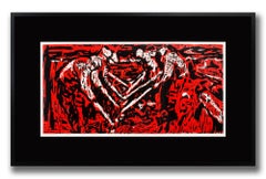 "Fieldwork" Large 5+-Foot Original Woodcut on Paper by Roger Herman, Framed