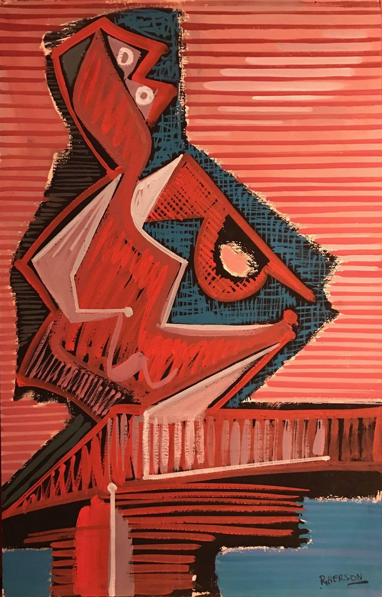 Abstract Painting di Roger Herson - Pittura astratta cubista francese - Influenza Picasso - Firmata