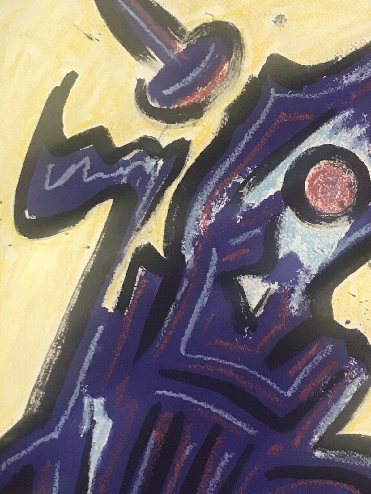 ROGER HERSON (1922-2008) SIGNED FRENCH ABSTRACT PAINTING - FIGURATIVE STUDY - Purple Abstract Painting by Roger Herson