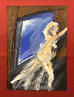 ROGER HERSON (1922-2008) PINTURA ABSTRACTA FRANCESA FIRMADA - FIGURA DESNUDA EN MOVIMIENTO