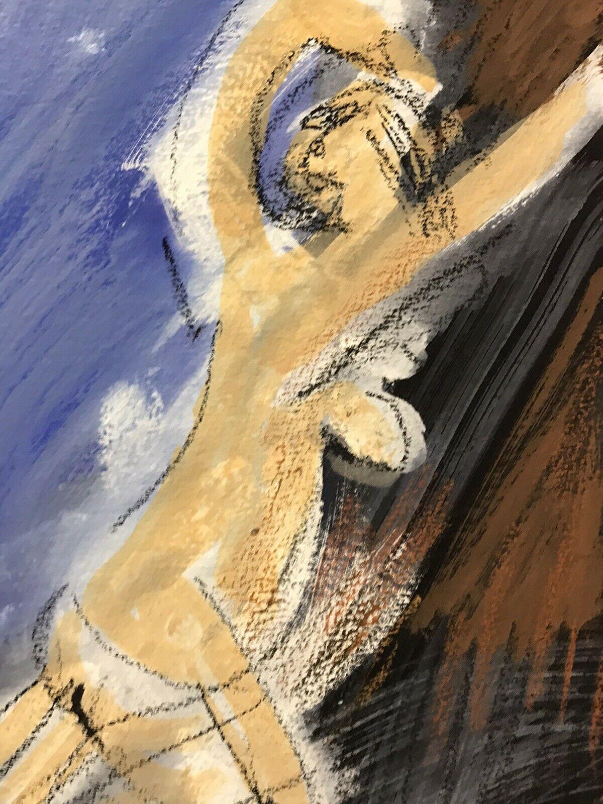 ROGER HERSON (1922-2008) DIPINTO ASTRATTO FRANCESE FIRMATO - FIGURA NUDA IN MOVIMENTO - Abstract Painting Grigio di Roger Herson