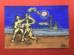 ROGER HERSON (1922-2008) PINTURA ABSTRACTA FRANCESA FIRMADA - FIGURAS SURREALISTAS