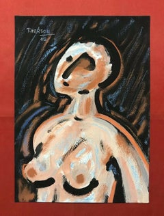 PINTURA FRANCESA ABSTRACTA DESNUDA FIRMADA - MUJER DESNUDA