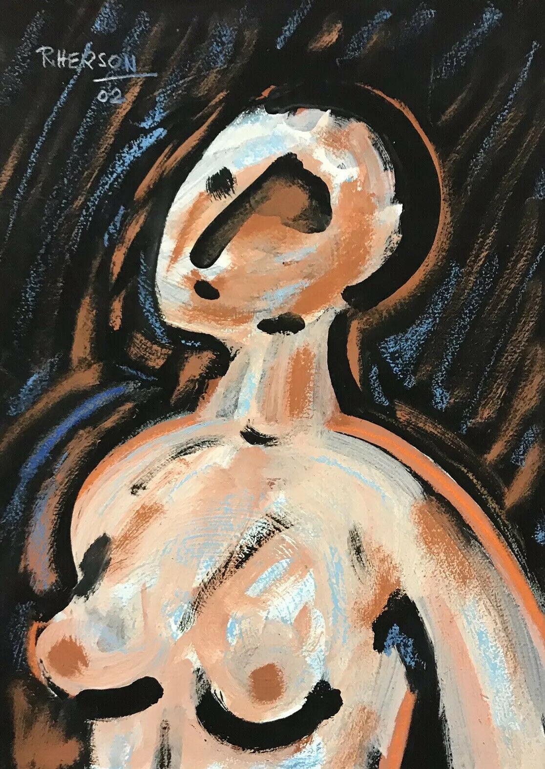 SIGNED FRENCH ABSTRACT NUDE PAINTING - NUDE WOMAN