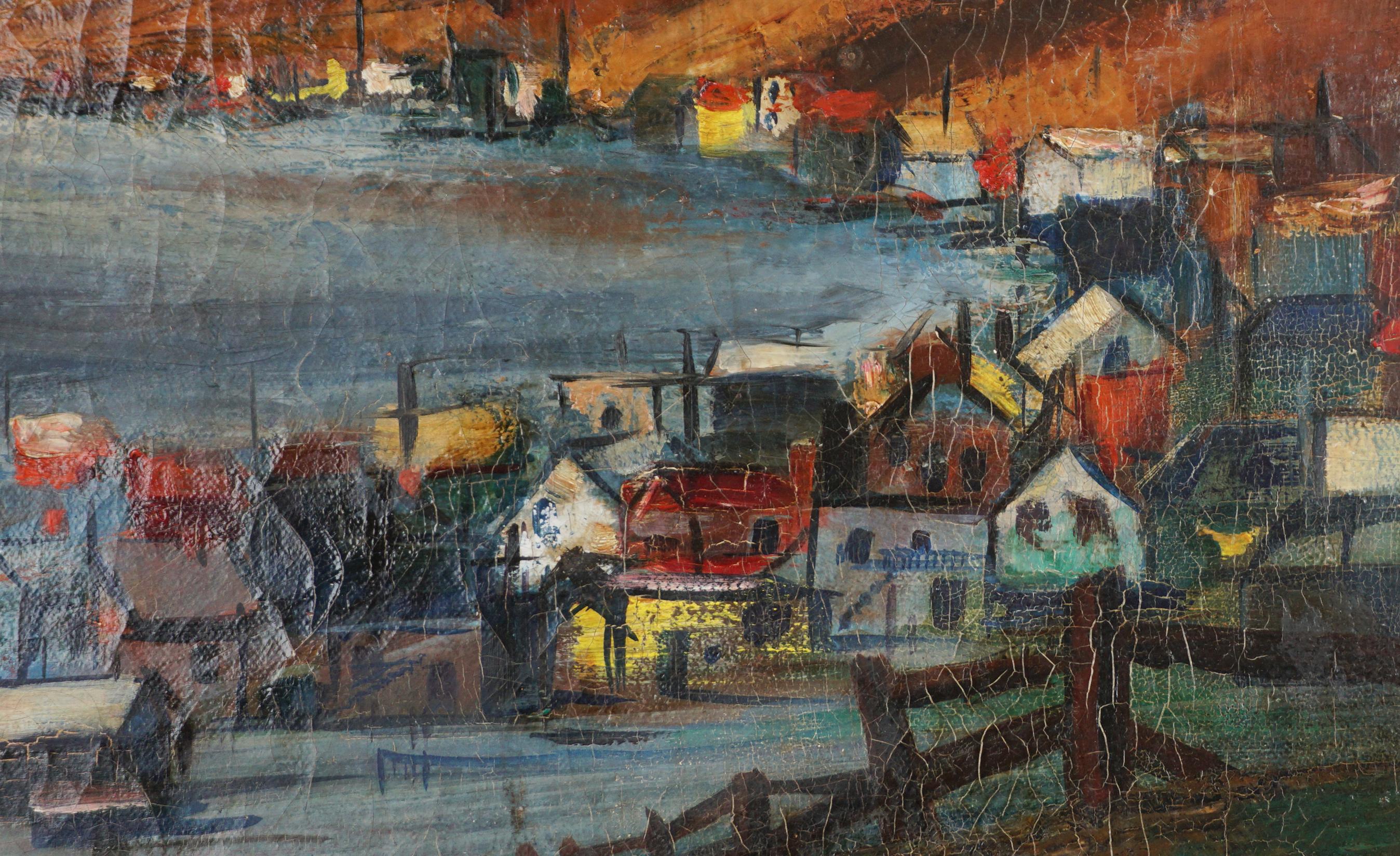 China Camp State Park Old Fishing Village - San Rafael California Original Oil - Black Landscape Painting by Roger Holt