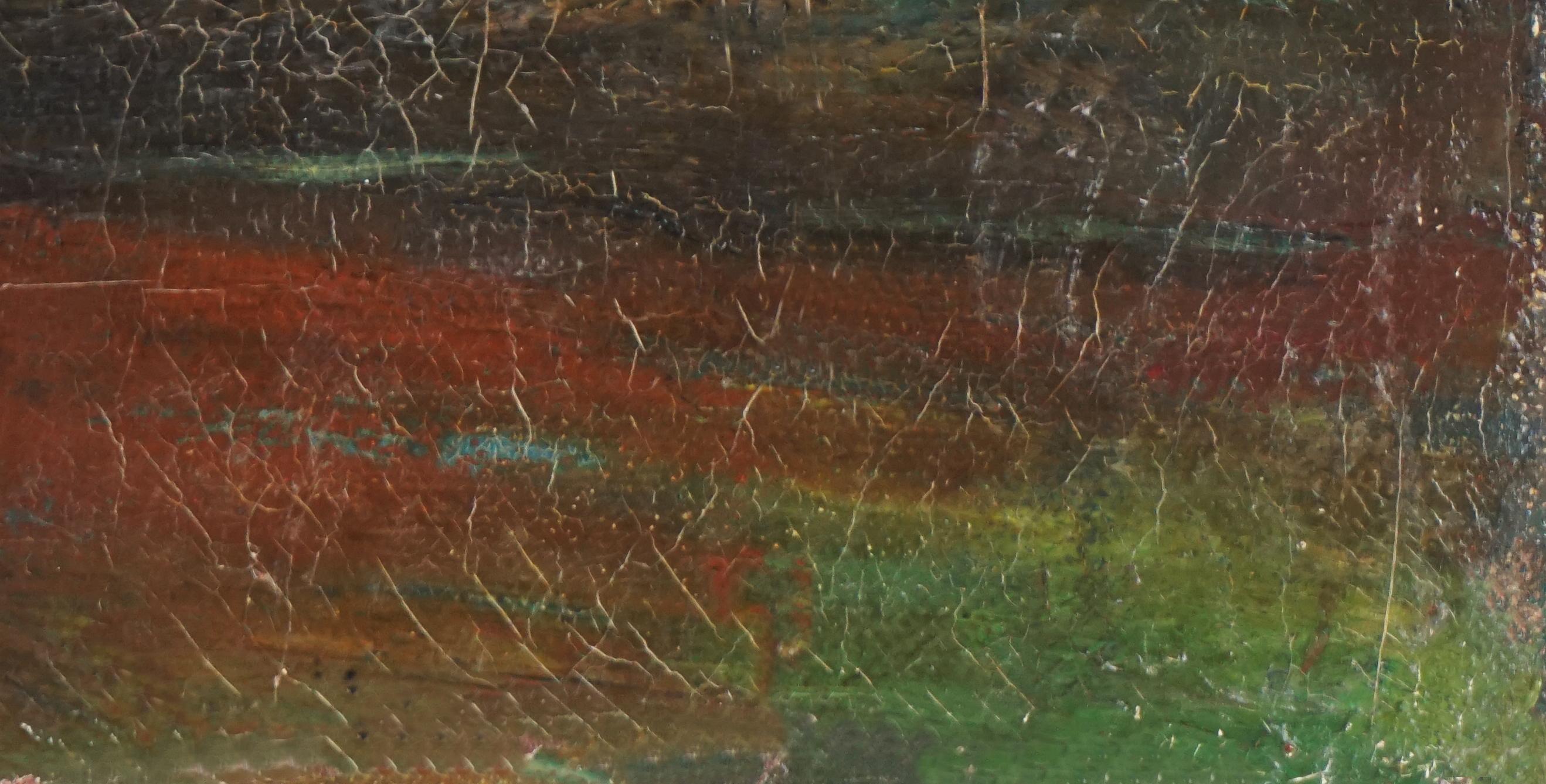 China Camp Fishing Village - San Rafael California - Abstract Impressionist
Wonderfully vivid nocturnal of coastal town by Roger Holt (American 1905-1979). Signed faintly lower right (see enhanced image of signature). Condition: good; professionally